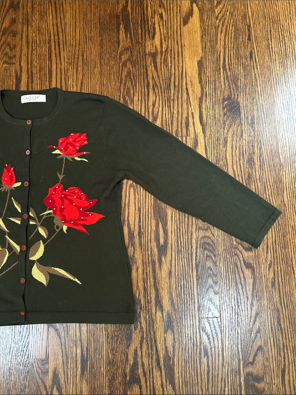 Vintage 90s Knit Floral Cardigan - Picture 7 of 10